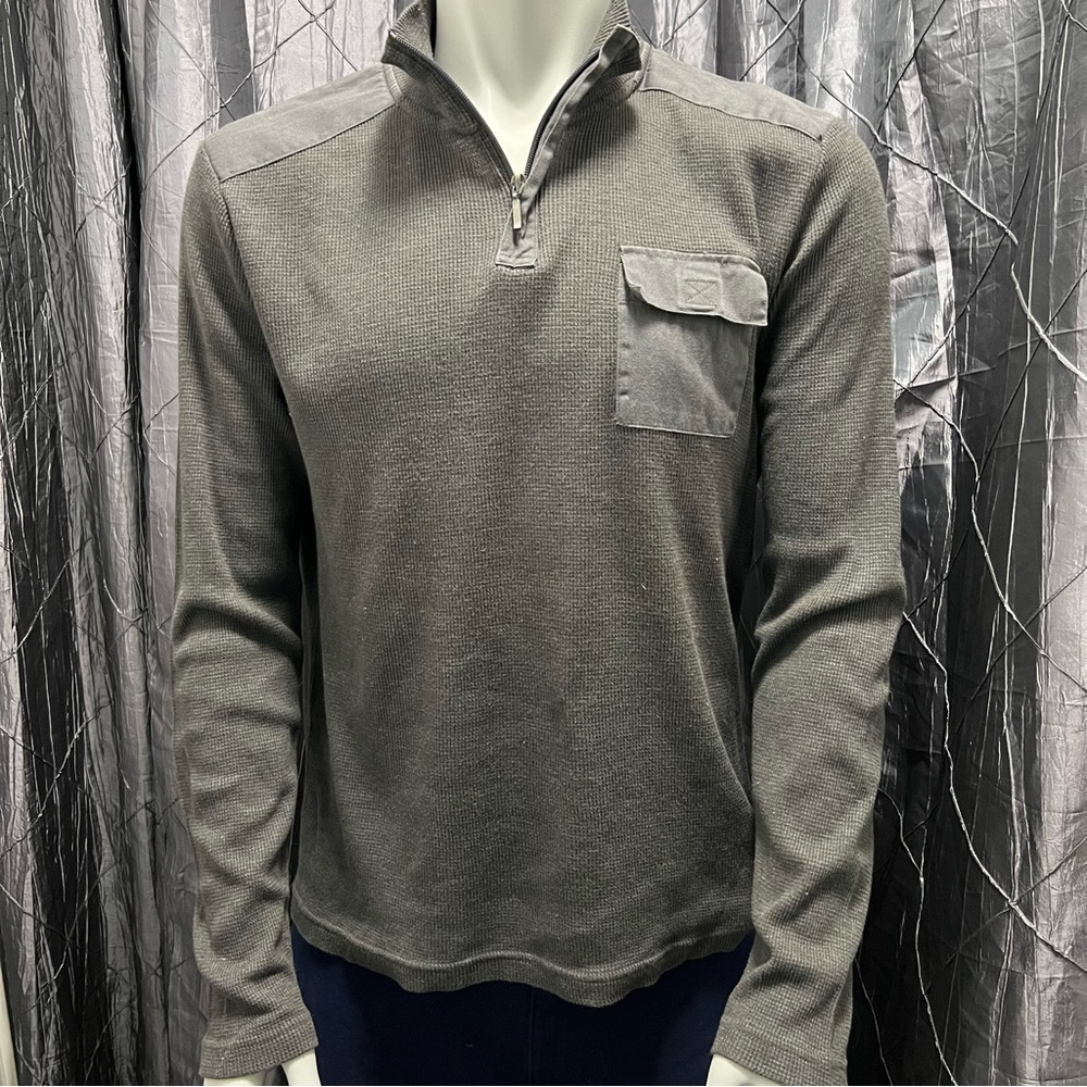 Alfani mock neck 1/4 zip up lightweight waffle shirt - Picture 2 of 8